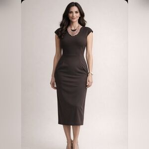 LAFAYETTE 148 Sheath Midi Dress Cap Sleeves, Size 4